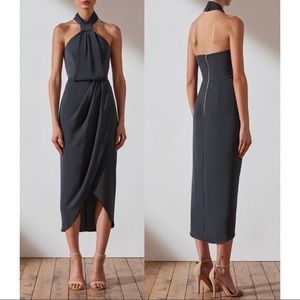 Shona Joy Grey Knot Midi Dress - Size AUS 10/US 6
